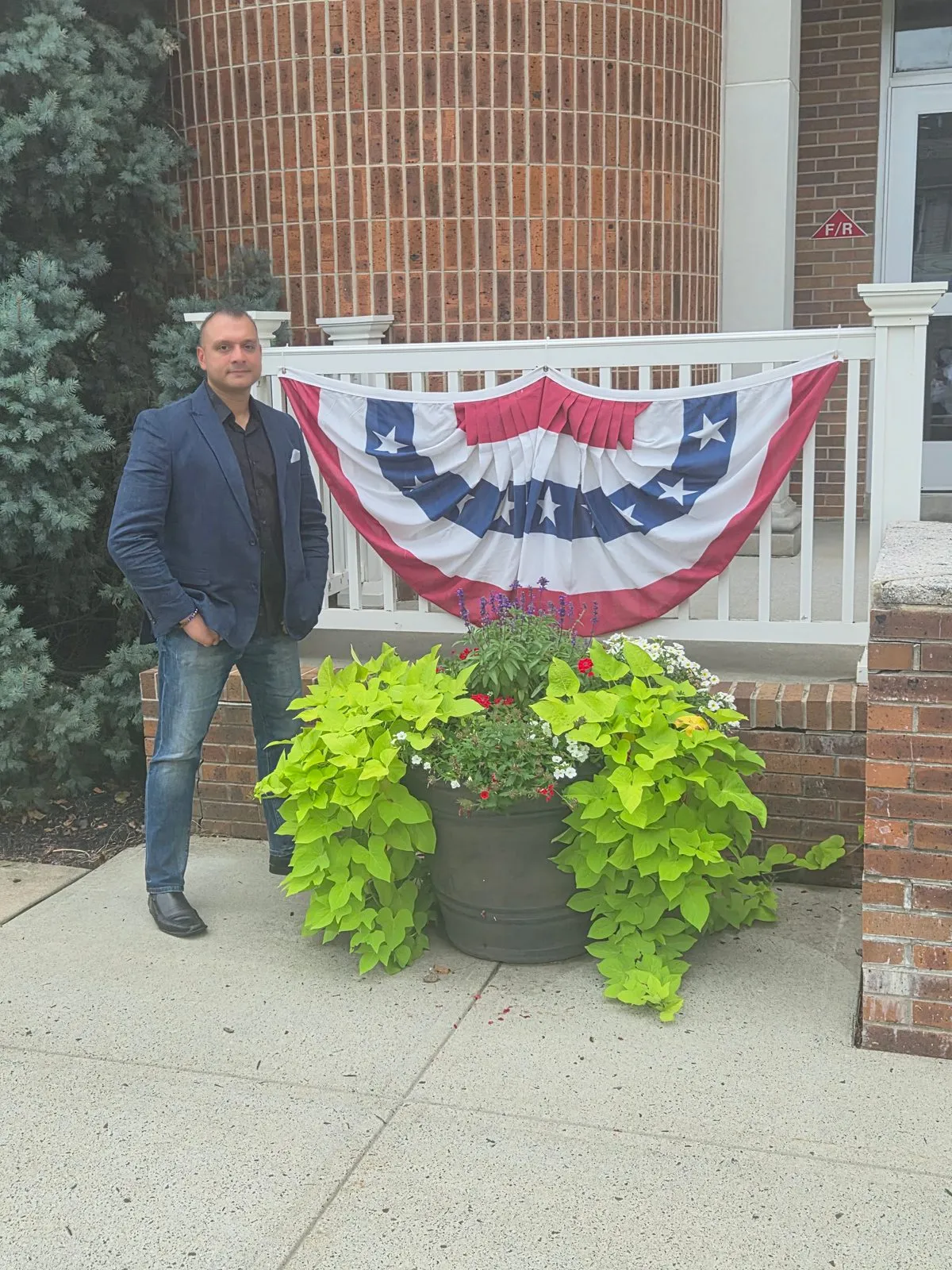 Romel D'Munda outside the Scotch Plains municipal building